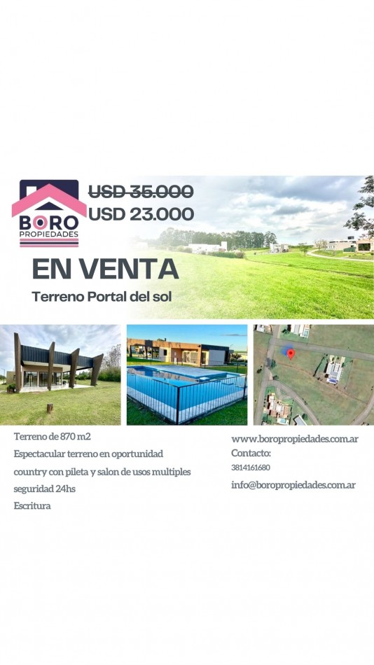 Oportunidad, venta terreno de 870 m2 en Barrio Portal del Sol, Los Nogales